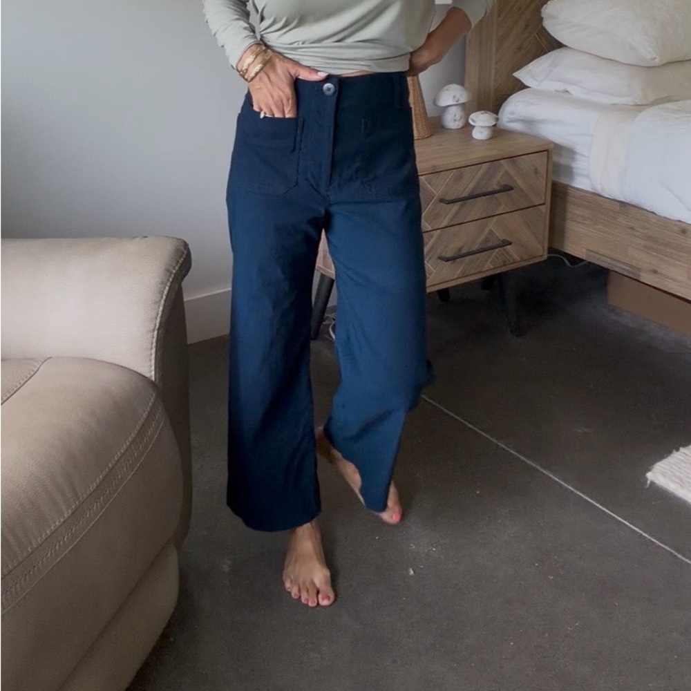 Anthropologie Navy Collette Crop Wide-Leg Pants
